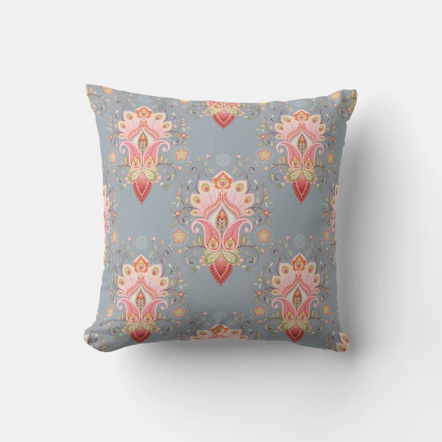 Oriental seamless background with paisley flower a throw pillow (Front)