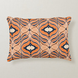 Oriental Seamless: Black Orange Ornament Accent Pillow