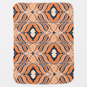 Oriental Seamless: Black Orange Ornament Baby Blanket