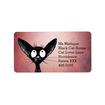 Oriental Shorthair Black Cat Label by StrangeStore at Zazzle