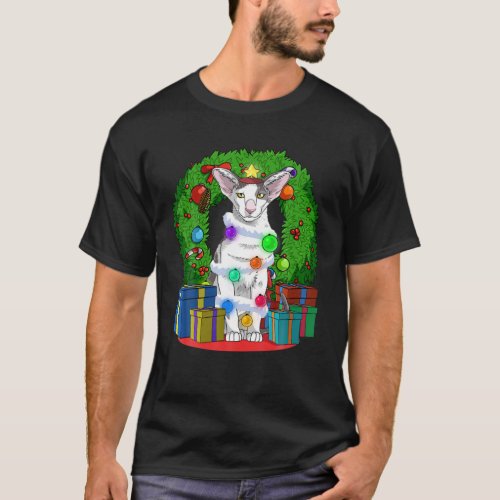Oriental Shorthair Cat Christmas Tree X_Mas Santa T_Shirt