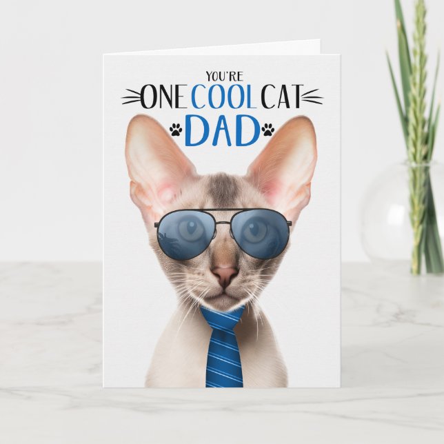 Oriental Shorthair Cat Father's Day One Cool Cat Holiday Card (Front)
