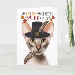 Oriental Shorthair Cat Grateful for PURRkey Day Holiday Card