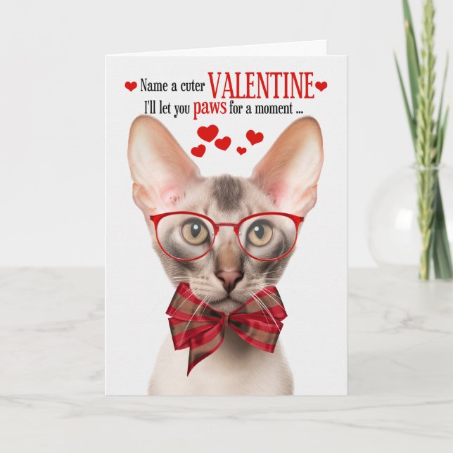 Oriental Shorthair Cat Valentine Feline Humor Holiday Card (Front)