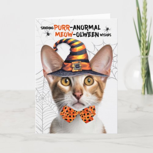 Oriental Shorthair Tabby PURRanormal MEOWolween Holiday Card