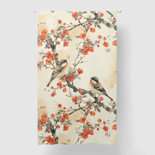 Oriental Songbirds and Blossom - Traditional Asian Blackout Curtains
