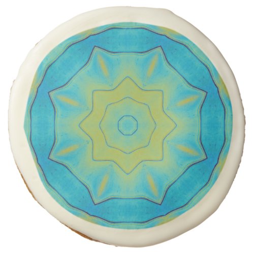Oriental Star in Blue and Old Gold Yellow Sugar Cookie
