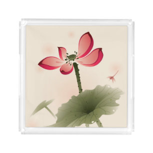 Oriental style Lotus Acrylic Tray