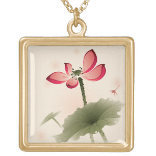 Oriental style Lotus Gold Plated Necklace