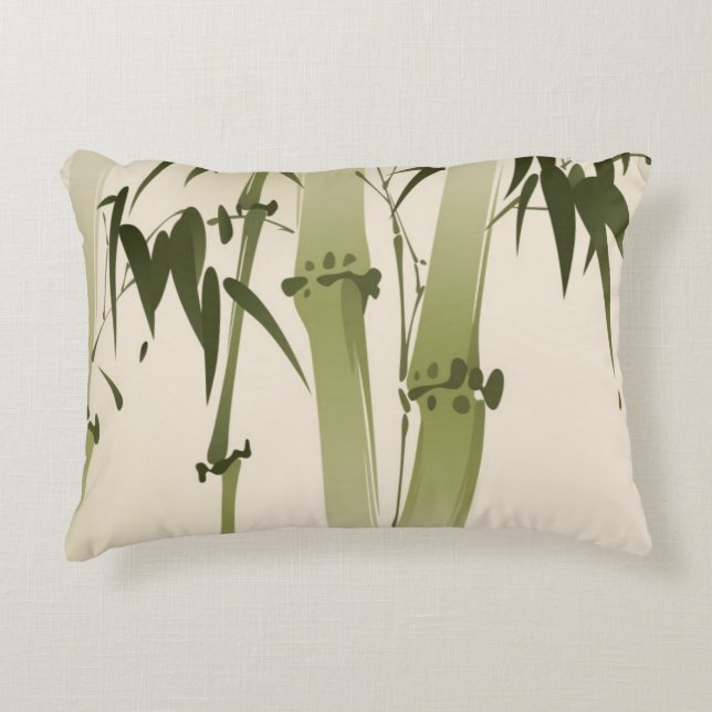 Oriental style painting, bamboo branches 2 accent pillow (Front)