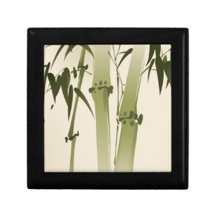 Oriental style painting, bamboo branches 2 keepsake box