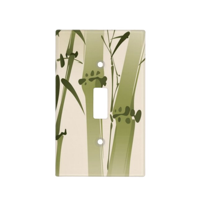 Oriental style painting, bamboo branches 2 light switch cover (Front)