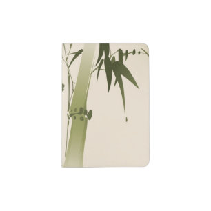 Oriental style painting, bamboo branches 2 passport holder