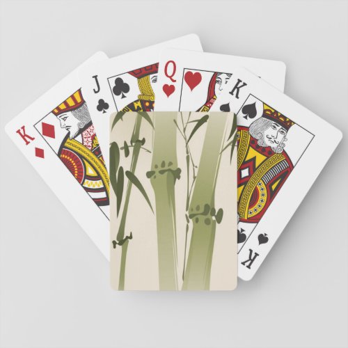 Oriental style painting bamboo branches 2 poker cards