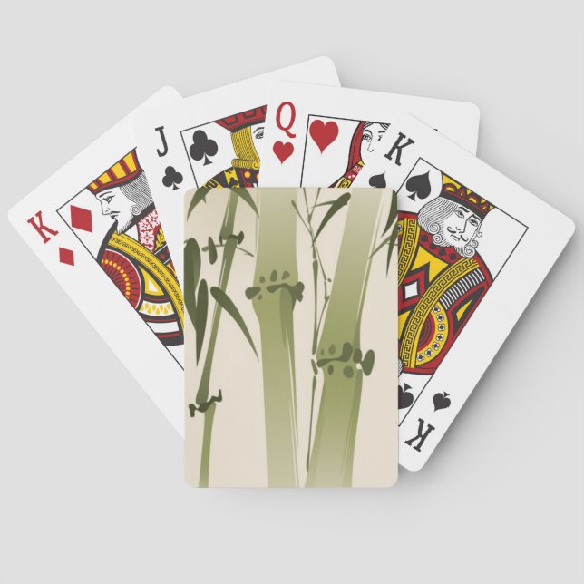 Oriental style painting, bamboo branches 2 poker cards (Back)
