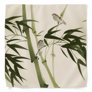 Oriental style painting, bamboo branches bandana