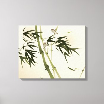 Oriental Style Painting  Bamboo Branches Canvas Print by watercoloring at Zazzle