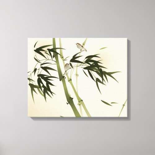 Oriental style painting bamboo branches canvas print