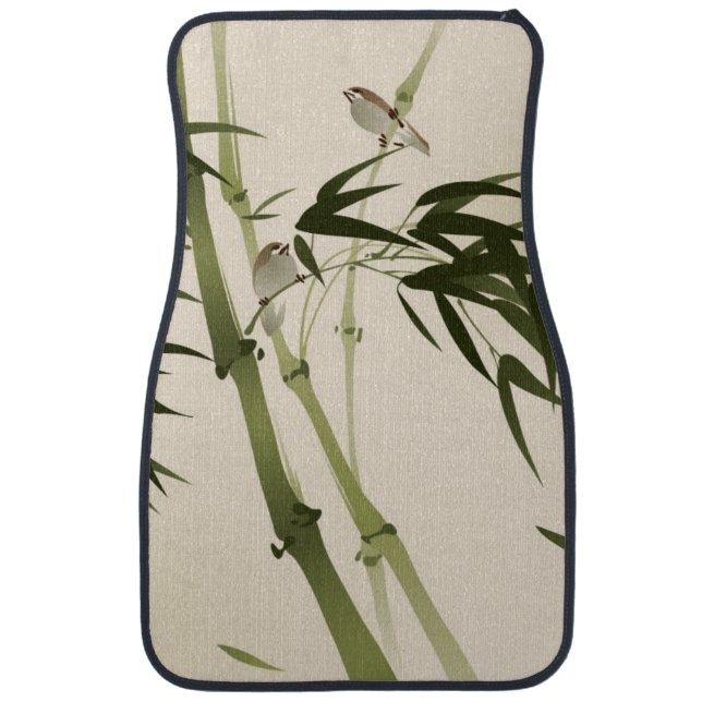 Oriental style painting, bamboo branches car mat (Front)