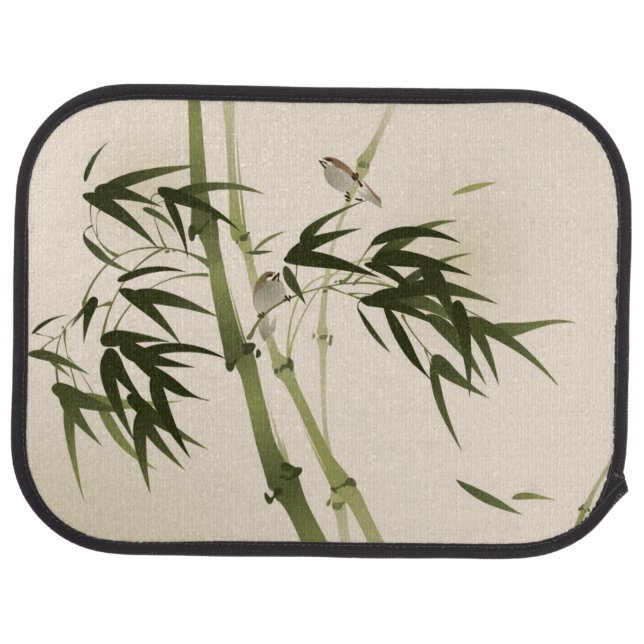 Oriental style painting, bamboo branches car mat (Rear)