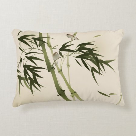 Oriental Style Painting, Bamboo Branches Decorative Pillow