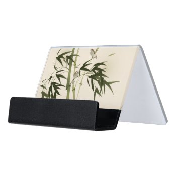 Oriental Style Painting  Bamboo Branches Desk Business Card Holder by watercoloring at Zazzle