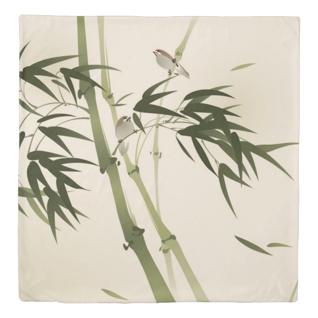 Oriental style painting, bamboo branches duvet cover (Front)