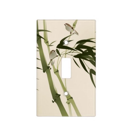 Oriental style painting bamboo branches light switch cover