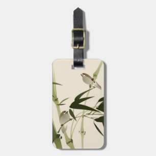 Oriental style painting, bamboo branches luggage tag