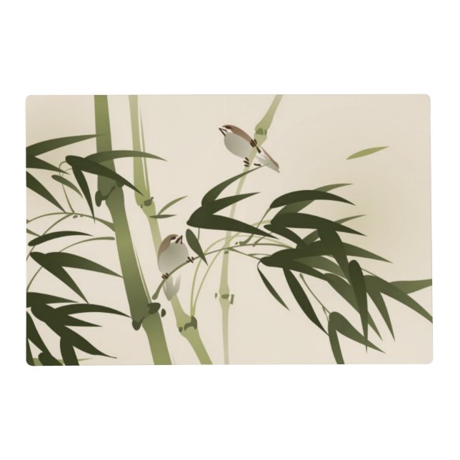 Oriental style painting, bamboo branches placemat (Front)