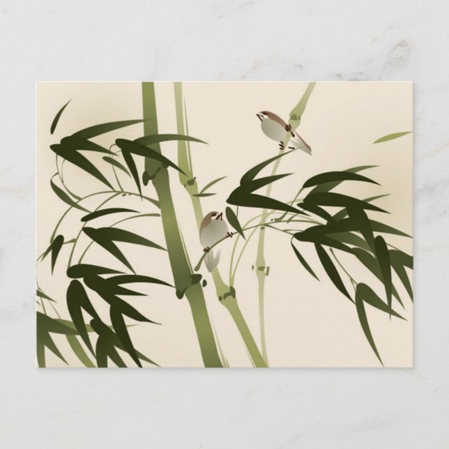 Oriental style painting, bamboo branches postcard (Front)