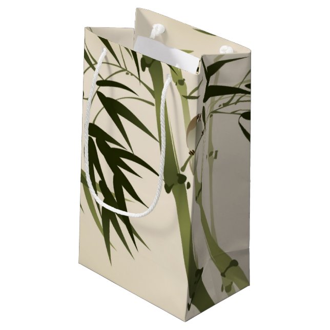Oriental style painting, bamboo branches small gift bag (Back Angled)