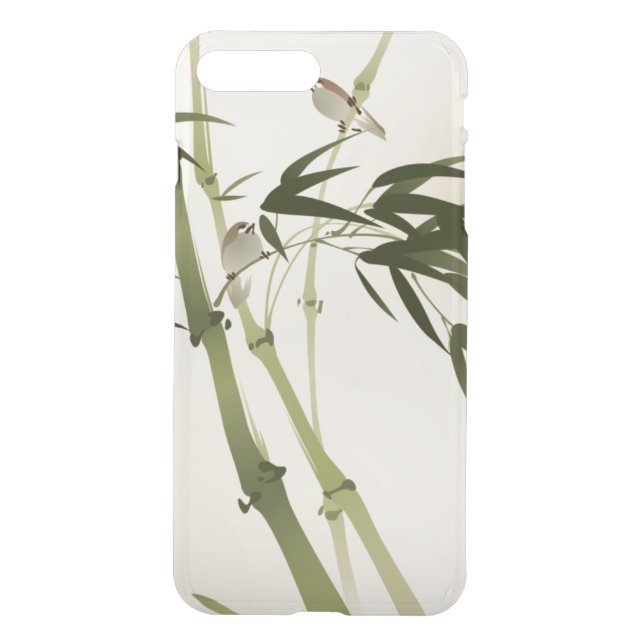 Oriental style painting, bamboo branches uncommon iPhone case (Back)