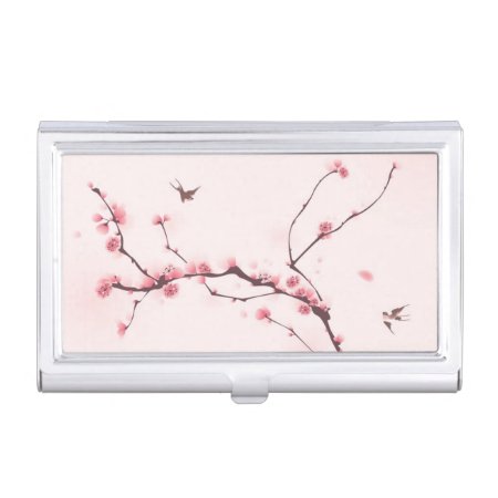 Oriental Style Painting, Cherry Blossom Business Card Holder