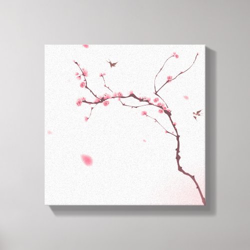 Oriental style painting cherry blossom canvas print