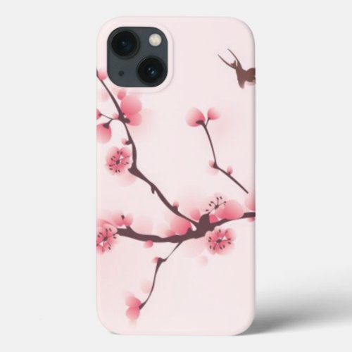 Oriental style painting cherry blossom iPhone 13 case