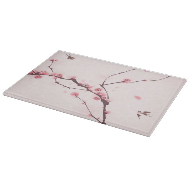 Oriental style painting, cherry blossom cutting board (Corner)
