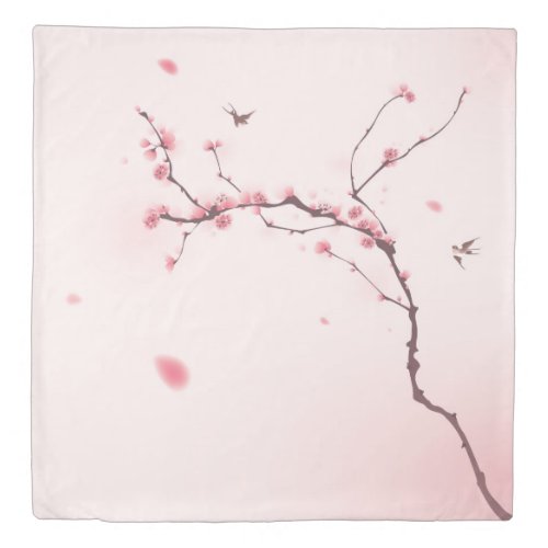 Oriental style painting cherry blossom duvet cover