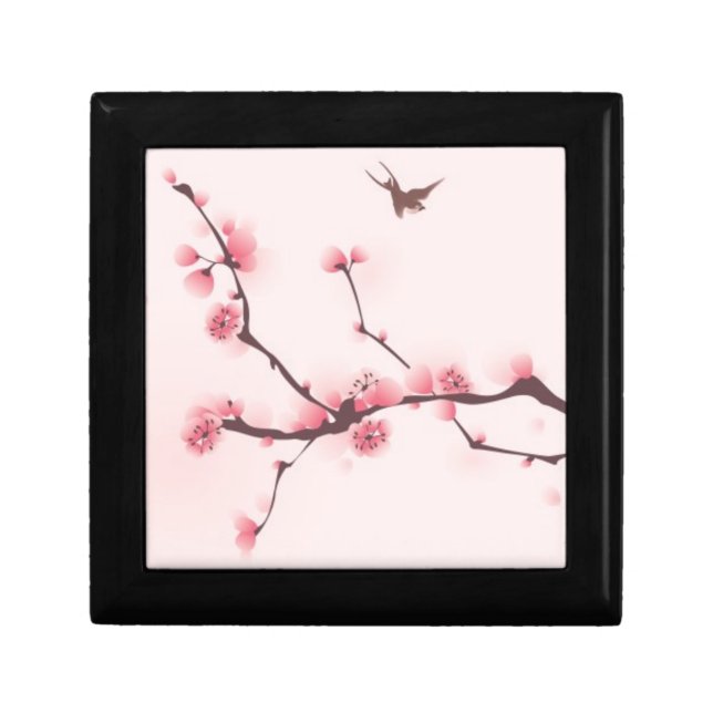 Oriental style painting, cherry blossom keepsake box (Front)