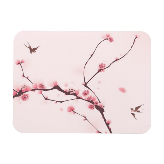 Oriental style painting, cherry blossom magnet (Horizontal)