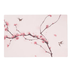 Oriental style painting, cherry blossom placemat