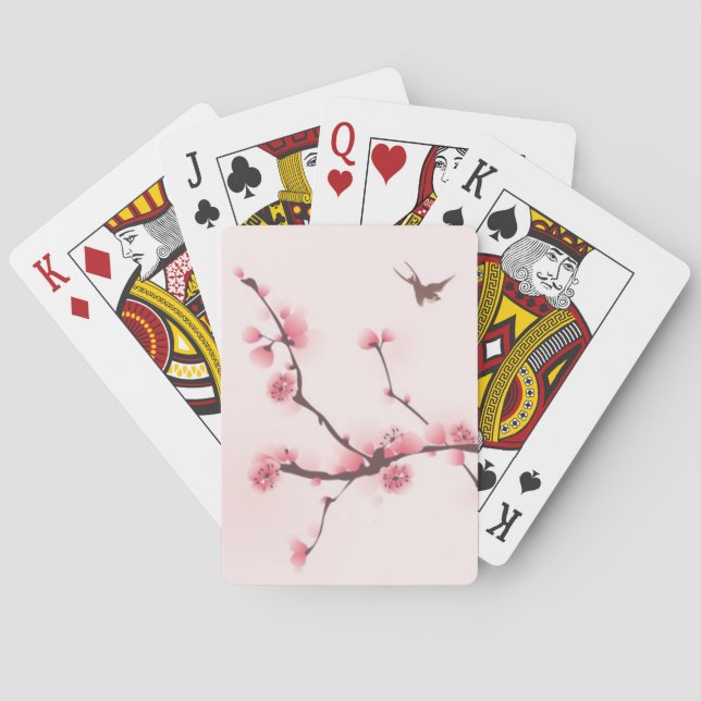 Oriental style painting, cherry blossom poker cards (Back)