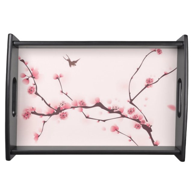 Oriental style painting, cherry blossom serving tray (Front)