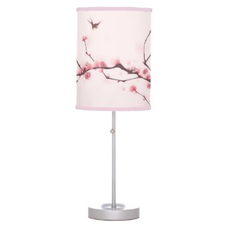 Oriental style painting, cherry blossom table lamp