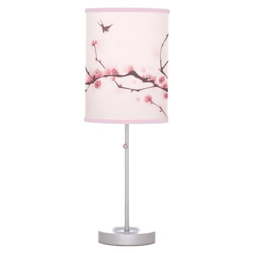 Oriental style painting cherry blossom table lamp