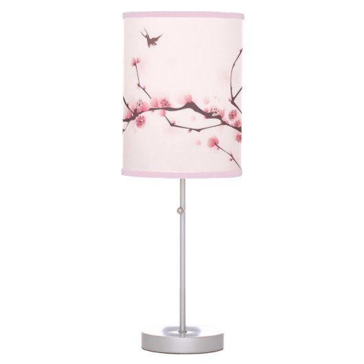 Oriental style painting, cherry blossom table lamp (Front)