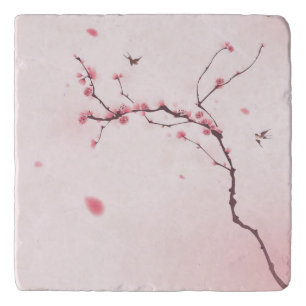 Oriental style painting, cherry blossom trivet