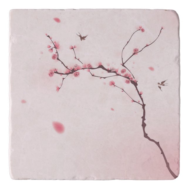 Oriental style painting, cherry blossom trivet (Front)