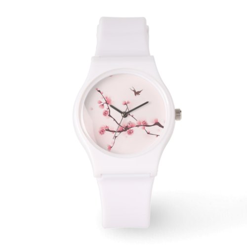 Oriental style painting cherry blossom watch