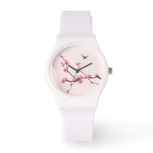 Oriental style painting, cherry blossom watch (Front)